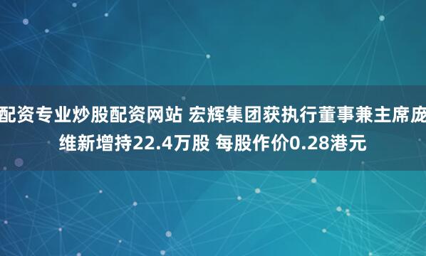 配资专业炒股配资网站 宏辉集团获执行董事兼主席庞维新增持22.4万股 每股作价0.28港元